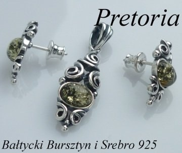 Komplet srebrny z bursztynem zielonym Loki Komplet srebrny z bursztynem zielonym Loki