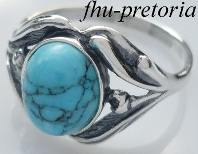 Pierścionek srebrny z turkusem Tulipan (rozmiar 19)