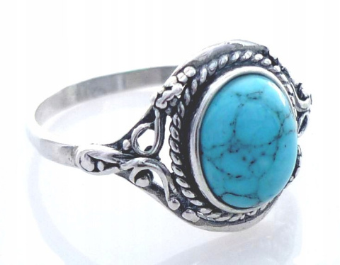 Pierścionek srebrny z turkusem Oplot (rozmiar 11)