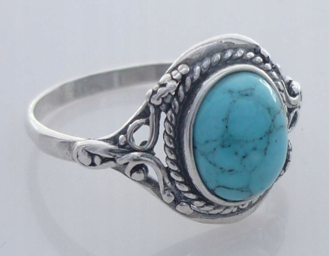 Pierścionek srebrny z turkusem Oplot (rozmiar 11)