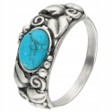 Pierścionek srebrny z turkusem Powój(rozmiar 19)