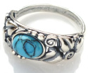 Pierścionek srebrny z turkusem Powój(rozmiar 19)