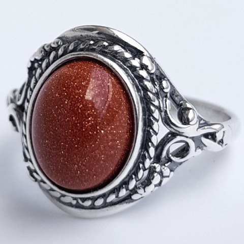 Pierścionek srebrny z piaskiem pustyni Oplot (rozmiar 30)