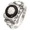 Pierścionek srebrny z onyksem Meduza Versace (rozmiar 18)