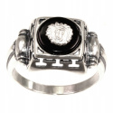 Pierścionek srebrny z onyksem Meduza Versace (rozmiar 18)