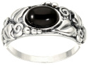 Pierścionek srebrny z onyksem Powój (rozmiar 24)