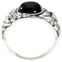 Pierścionek srebrny z onyksem Powój (rozmiar 29)