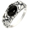 Pierścionek srebrny z onyksem Powój (rozmiar 26)