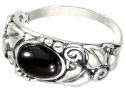 Pierścionek srebrny z onyksem Powój (rozmiar 30)