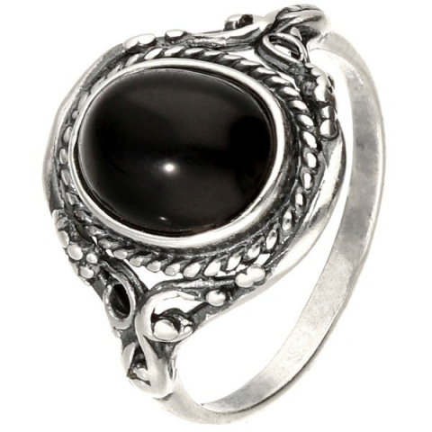 Pierścionek srebrny z onyksem Oplot (rozmiar 21)