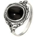Pierścionek srebrny z onyksem Oplot (rozmiar 22)