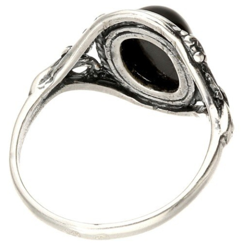 Pierścionek srebrny z onyksem Oplot (rozmiar 22)