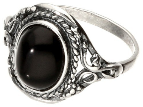 Pierścionek srebrny z onyksem Oplot (rozmiar 30)
