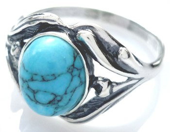 Pierścionek srebrny z turkusem Tulipan (rozmiar 12)