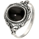 Pierścionek srebrny z onyksem Oplot (rozmiar 18)