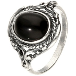 Pierścionek srebrny z onyksem Oplot (rozmiar 18)